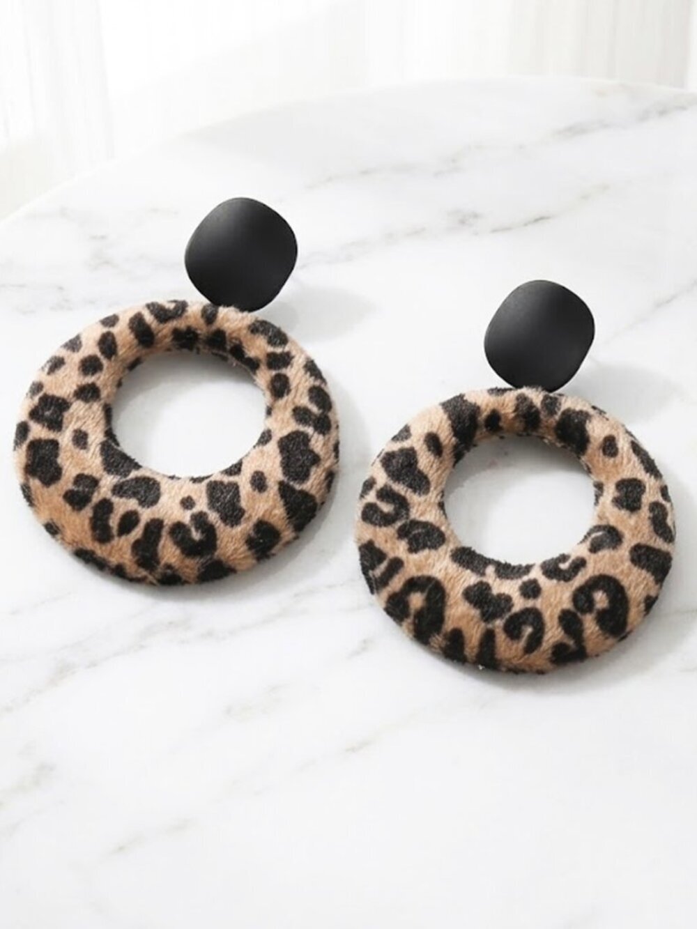 Ladies Leopard Print Round Earrings - Animal Print Fashion Jewelry